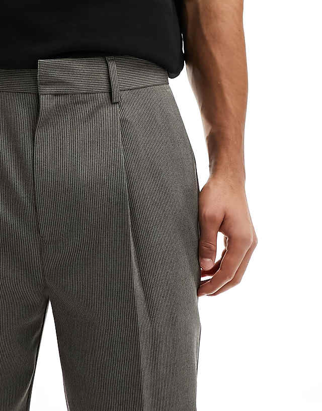 Asos ASOS DESIGN Smart Tapered Fit Trousers In Brown Microtexture