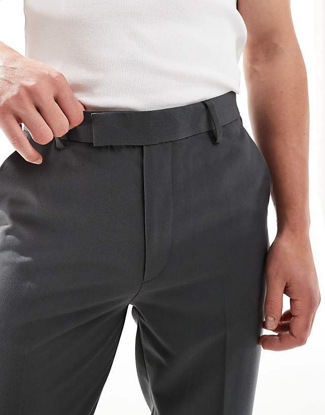Asos ASOS DESIGN Smart Tapered Fit Trousers In Charcoal