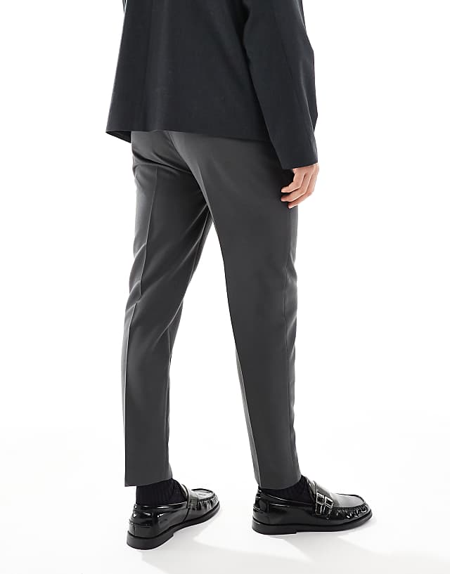Asos ASOS DESIGN Smart Tapered Fit Trousers In Charcoal