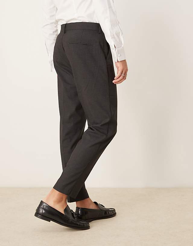 Asos ASOS DESIGN Smart Tapered Fit Trousers In Charcoal