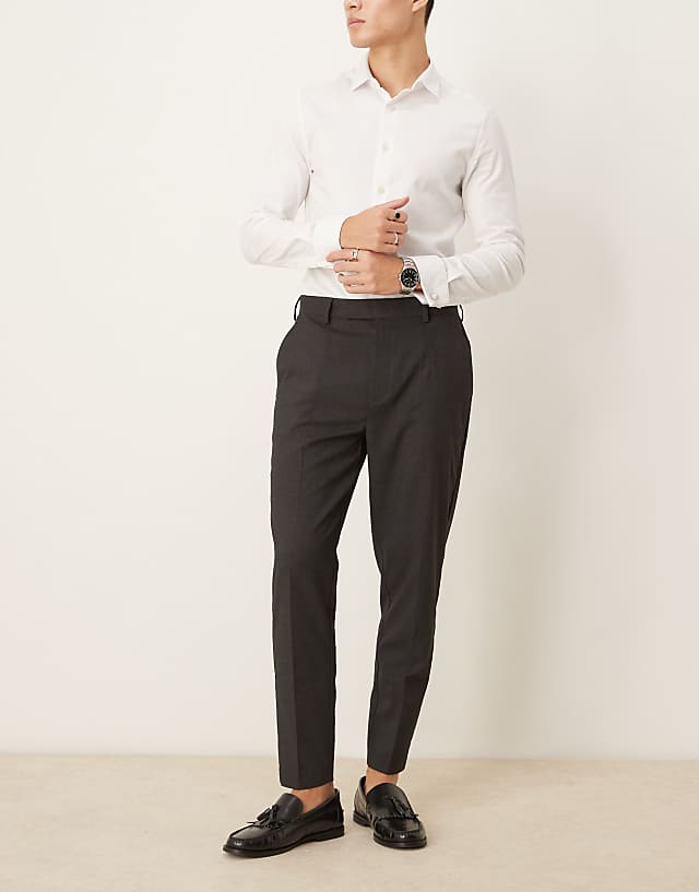 Asos ASOS DESIGN Smart Tapered Fit Trousers In Charcoal