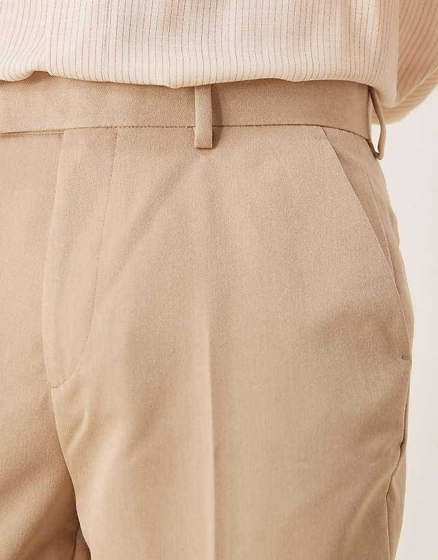 Asos ASOS DESIGN Smart Tapered Fit Trousers In Dark Stone