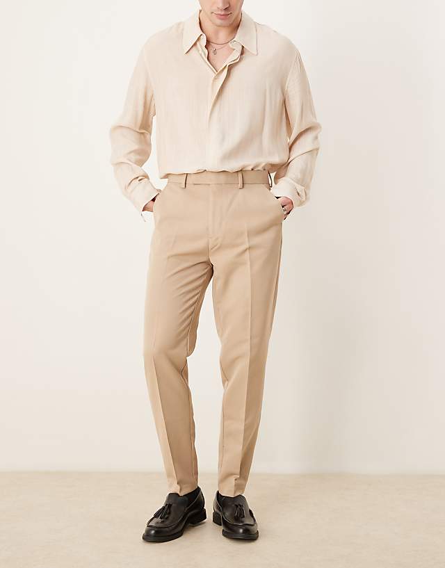 Asos ASOS DESIGN Smart Tapered Fit Trousers In Dark Stone