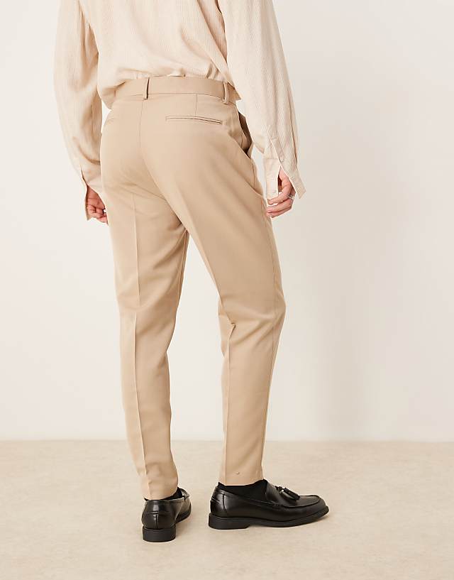 Asos ASOS DESIGN Smart Tapered Fit Trousers In Dark Stone