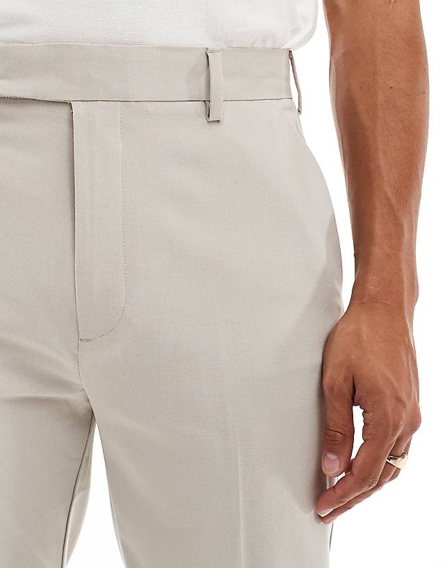 Asos ASOS DESIGN Smart Tapered Fit Trousers In Ecru