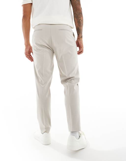 Asos ASOS DESIGN Smart Tapered Fit Trousers In Ecru