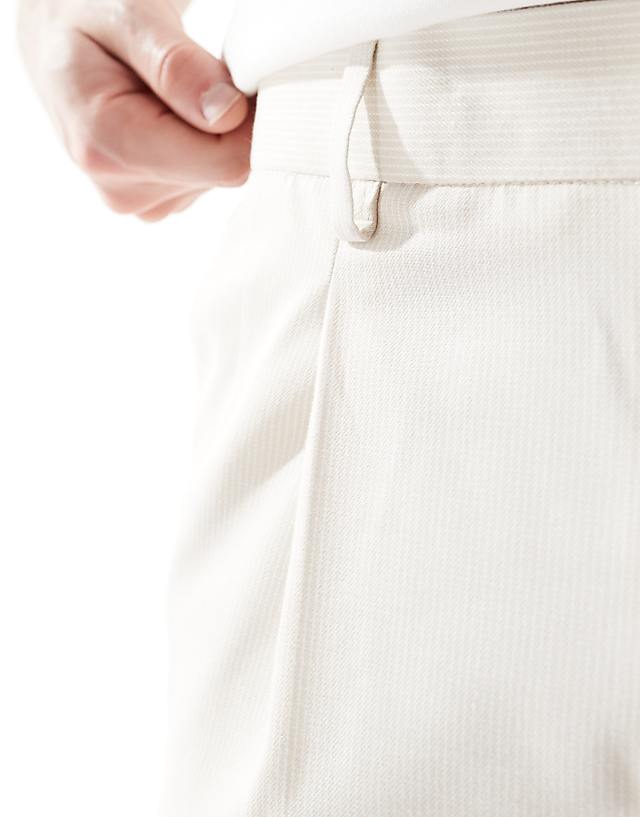 Asos ASOS DESIGN Smart Tapered Fit Trousers In Ecru Microtexture