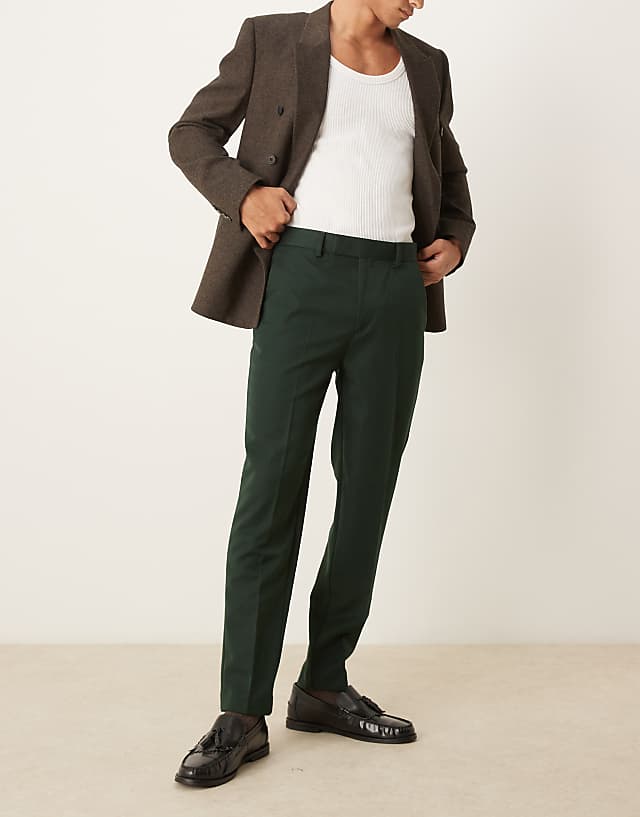 Asos ASOS DESIGN Smart Tapered Fit Trousers In Forest Green