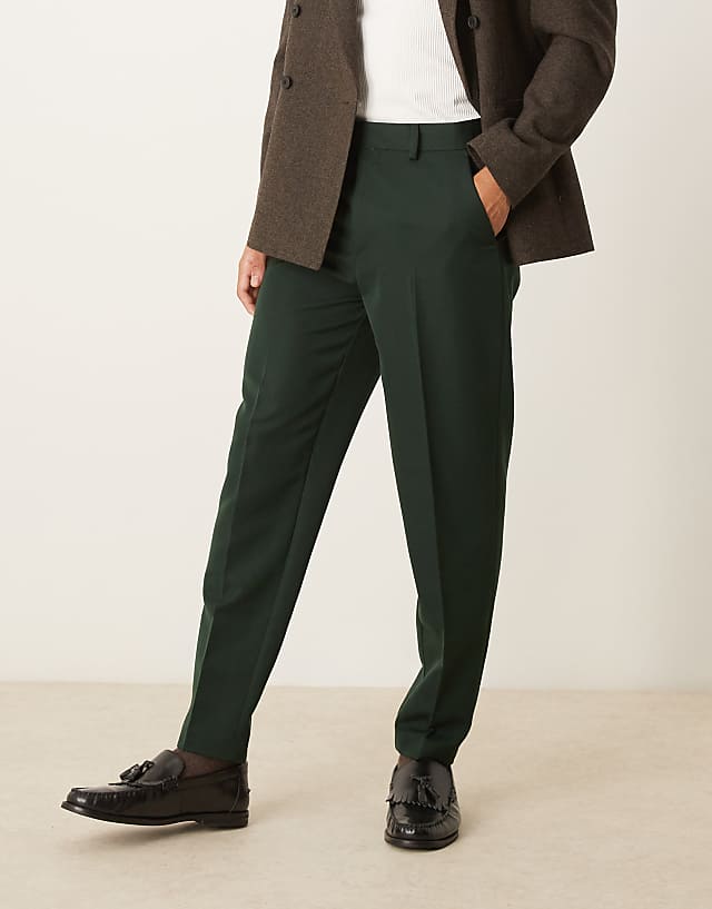 asos ASOS DESIGN smart tapered fit trousers in forest green
