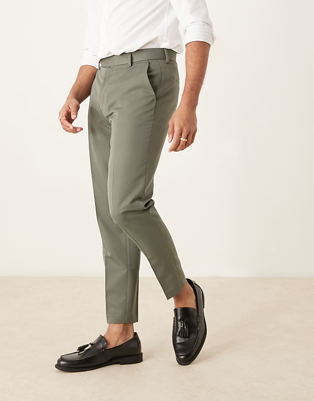 Asos ASOS DESIGN Smart Tapered Fit Trousers In Green