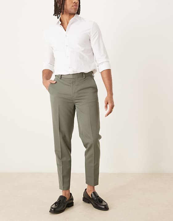asos ASOS DESIGN smart tapered fit trousers in green