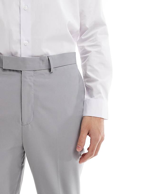 Asos ASOS DESIGN Smart Tapered Fit Trousers In Light Grey