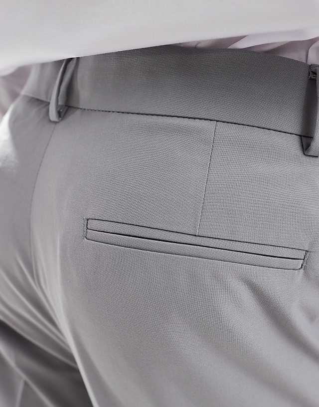 Asos ASOS DESIGN Smart Tapered Fit Trousers In Light Grey