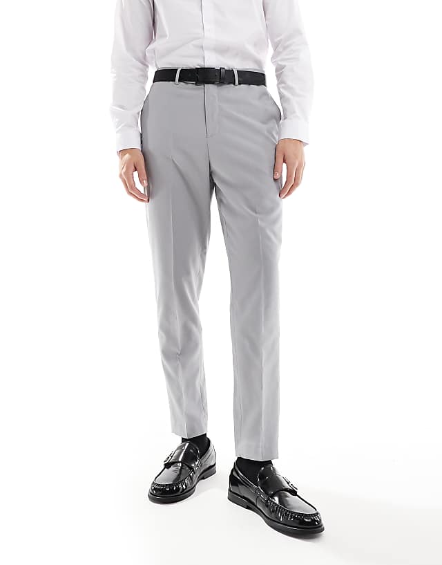 asos ASOS DESIGN smart tapered fit trousers in light grey