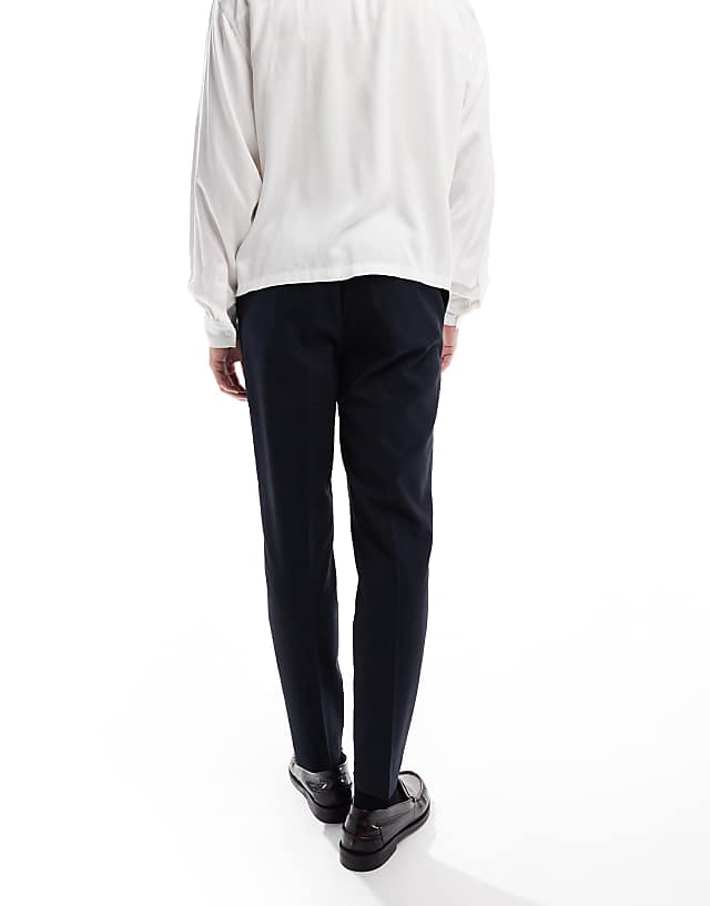 Asos ASOS DESIGN Smart Tapered Fit Trousers In Navy