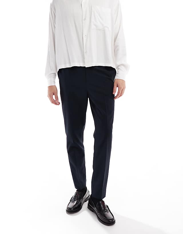 Asos ASOS DESIGN Smart Tapered Fit Trousers In Navy