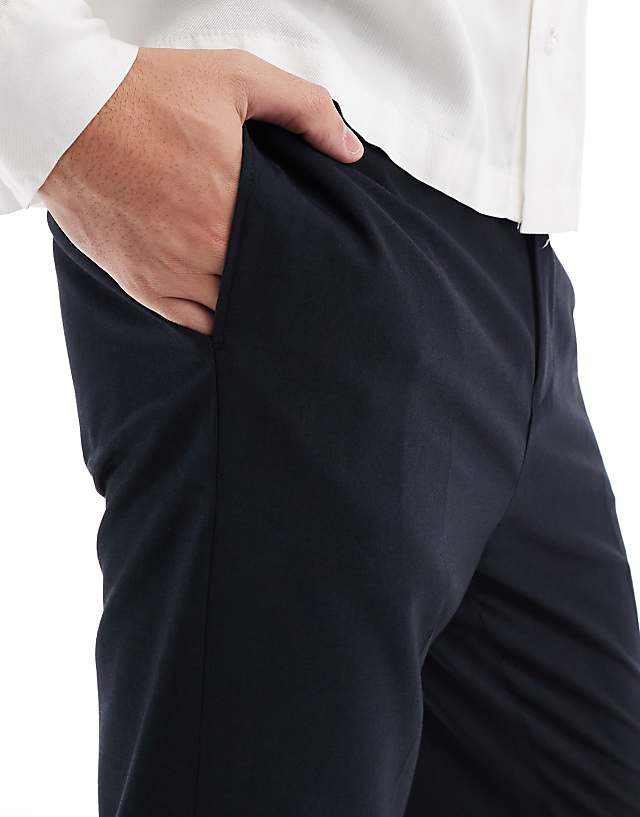 Asos ASOS DESIGN Smart Tapered Fit Trousers In Navy