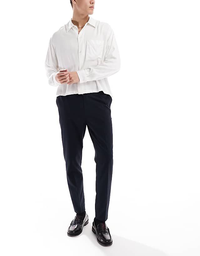 asos ASOS DESIGN smart tapered fit trousers in navy