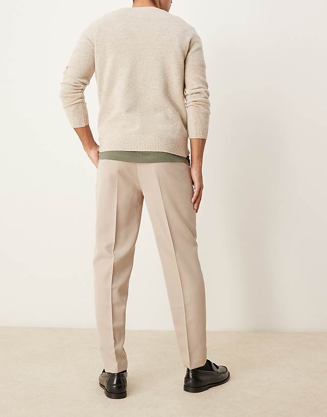 Asos ASOS DESIGN Smart Tapered Fit Trousers In Stone