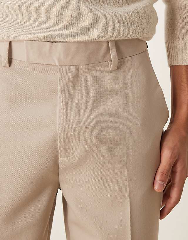 Asos ASOS DESIGN Smart Tapered Fit Trousers In Stone
