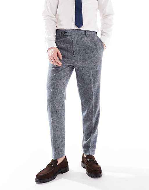 Asos ASOS DESIGN Smart Tapered Fit Wool Mix Trousers In Navy