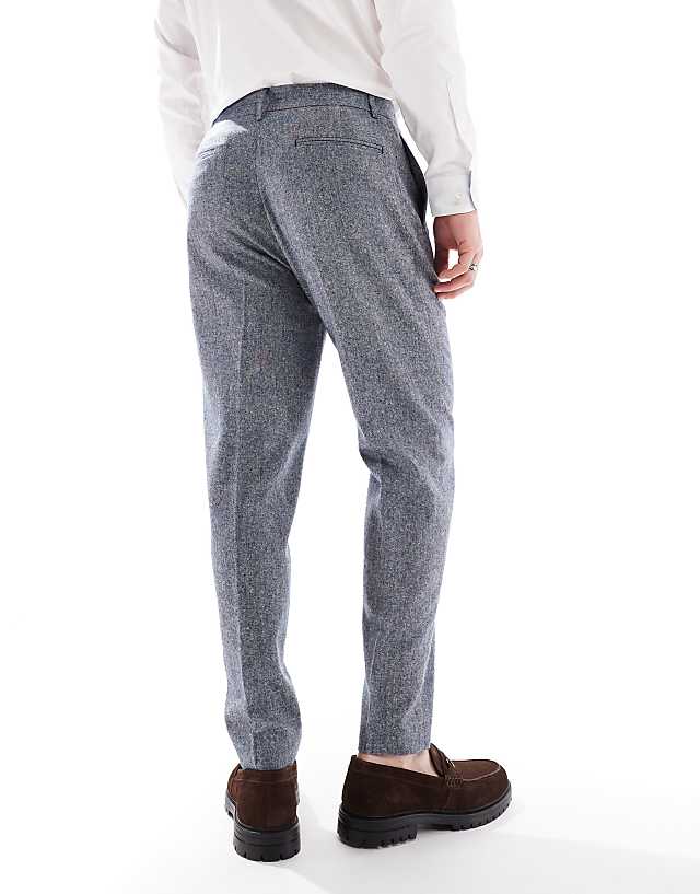 Asos ASOS DESIGN Smart Tapered Fit Wool Mix Trousers In Navy