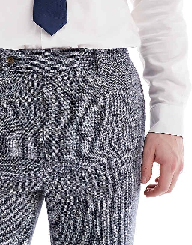 Asos ASOS DESIGN Smart Tapered Fit Wool Mix Trousers In Navy
