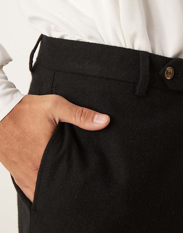 Asos ASOS DESIGN Smart Tapered Fit Wool Mix Trousers In Black