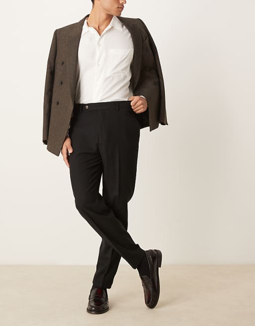 Asos ASOS DESIGN Smart Tapered Fit Wool Mix Trousers In Black