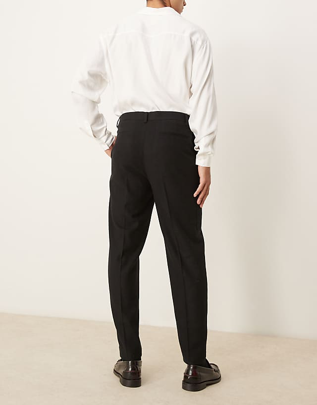 Asos ASOS DESIGN Smart Tapered Fit Wool Mix Trousers In Black