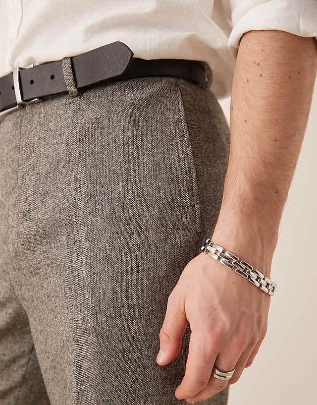 Asos ASOS DESIGN Smart Tapered Fit Wool Mix Trousers In Charcoal