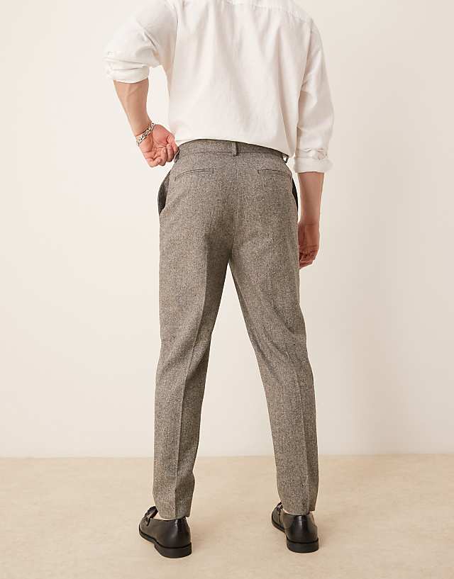 Asos ASOS DESIGN Smart Tapered Fit Wool Mix Trousers In Charcoal