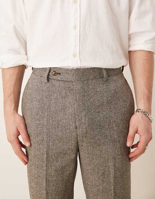Asos ASOS DESIGN Smart Tapered Fit Wool Mix Trousers In Charcoal
