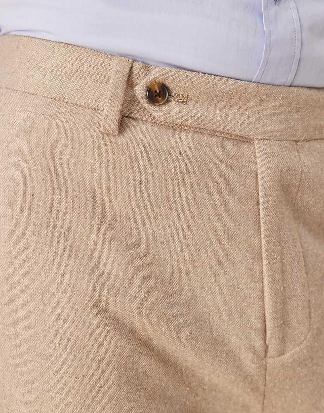Asos ASOS DESIGN Smart Tapered Fit Wool Mix Trousers In Stone