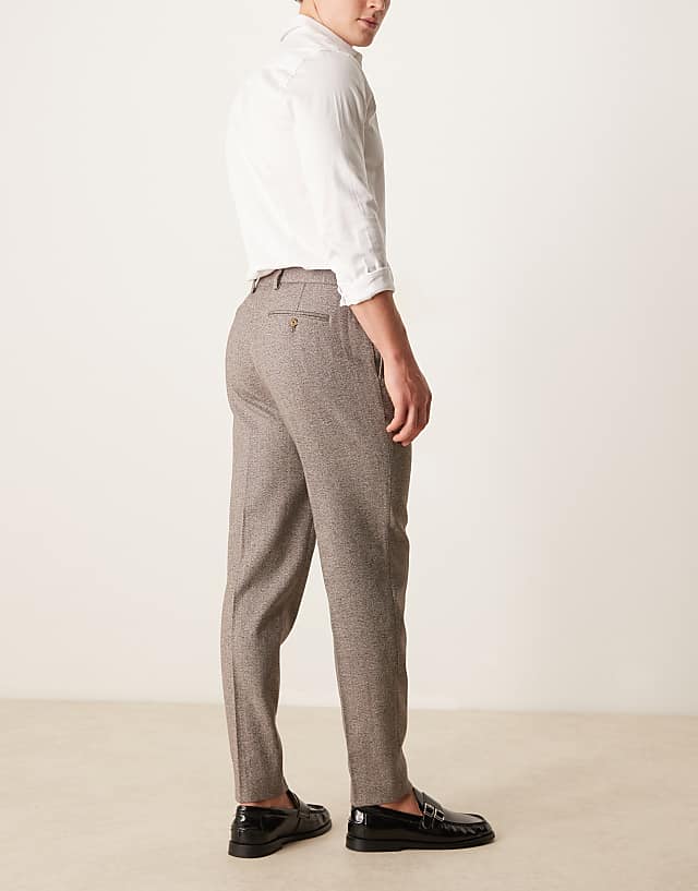 Asos ASOS DESIGN Smart Tapered Fit Wool Mix Trousers With Coin Pocket In Dark Grey