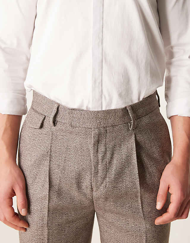 Asos ASOS DESIGN Smart Tapered Fit Wool Mix Trousers With Coin Pocket In Dark Grey