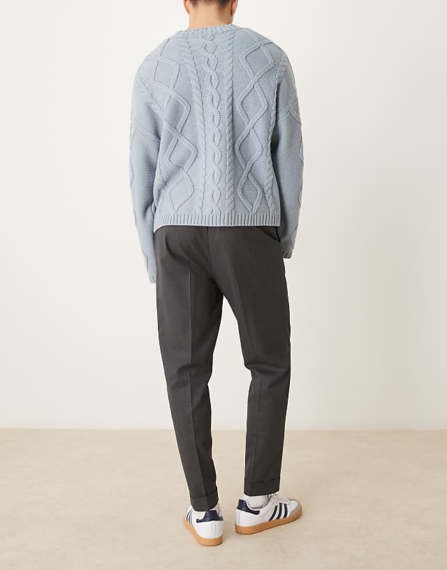 Asos ASOS DESIGN Smart Tapered Trousers In Grey With Half Elasticated Waist