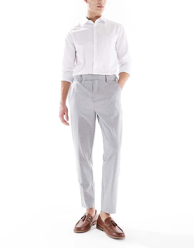 Asos ASOS DESIGN Smart Tapered Trousers In Light Grey