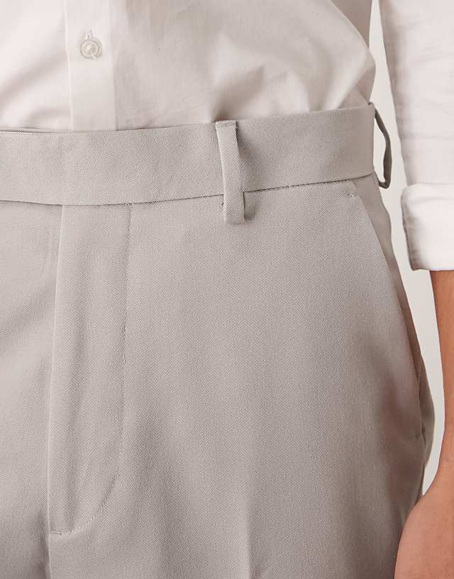 Asos ASOS DESIGN Smart Tapered Trousers In Light Grey