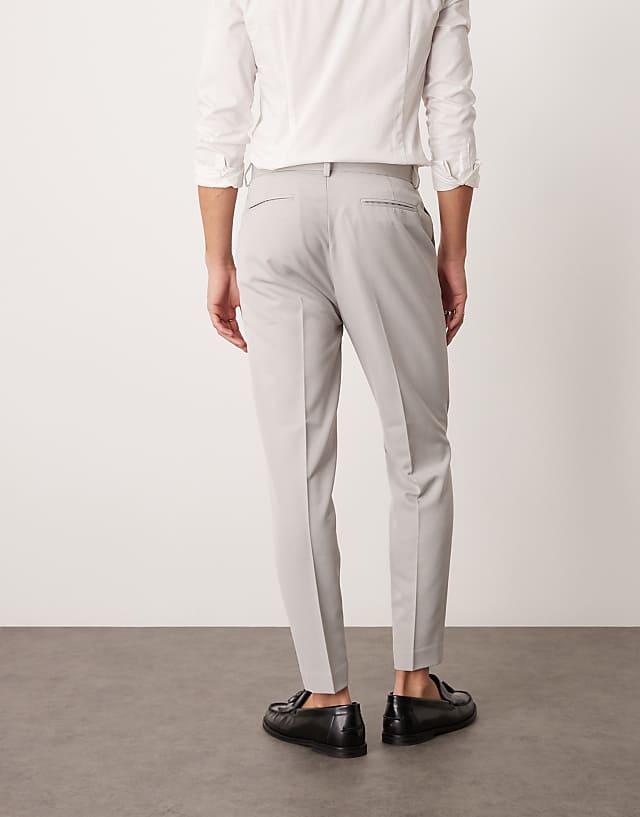 Asos ASOS DESIGN Smart Tapered Trousers In Light Grey