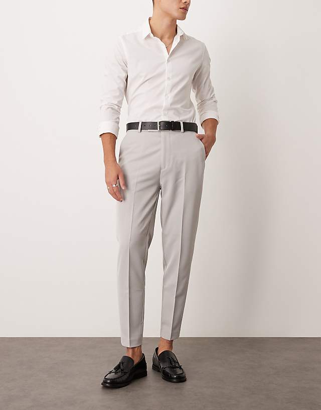 asos ASOS DESIGN smart tapered trousers in light grey