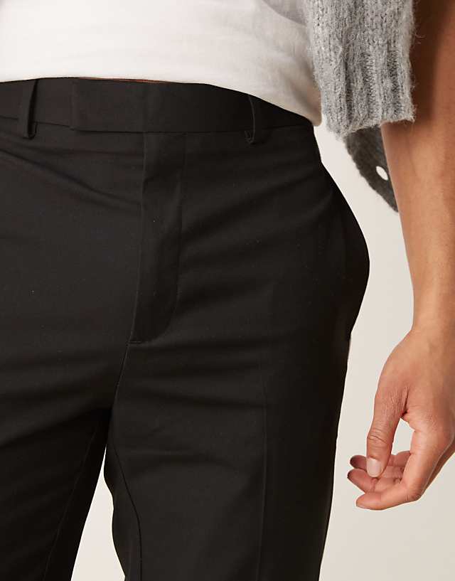 Asos ASOS DESIGN Smart Tapered Trousers With Side Piping In Black