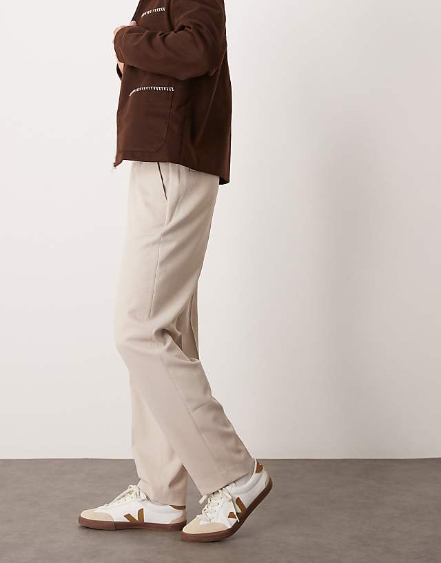 Asos ASOS DESIGN Smart Textured Oversized Tapered Trouser In White