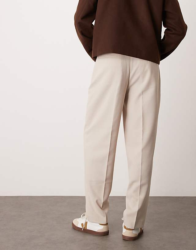 Asos ASOS DESIGN Smart Textured Oversized Tapered Trouser In White