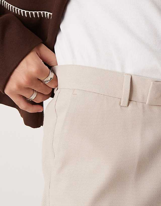 Asos ASOS DESIGN Smart Textured Oversized Tapered Trouser In White