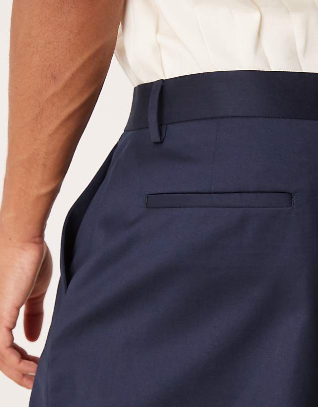 Asos ASOS DESIGN Smart Wide Barrel Leg Trousers In Navy
