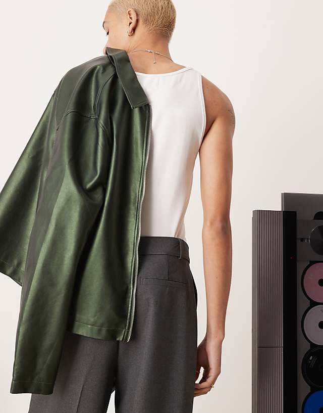 Asos ASOS DESIGN Smart Wide Leg Belted Trouser With Front Pleat In Charcoal