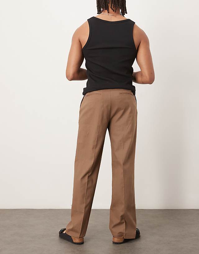 Asos ASOS DESIGN Smart Wide Leg Linen Blend Trousers With Front Pleat