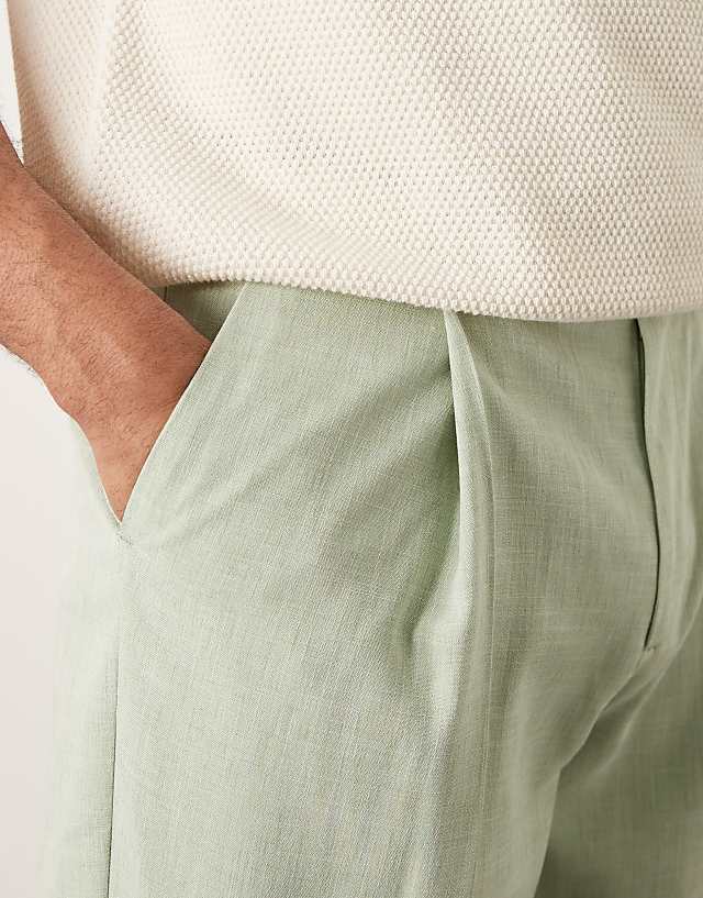 Asos ASOS DESIGN Smart Wide Leg Micro Texture Trousers In Light Green