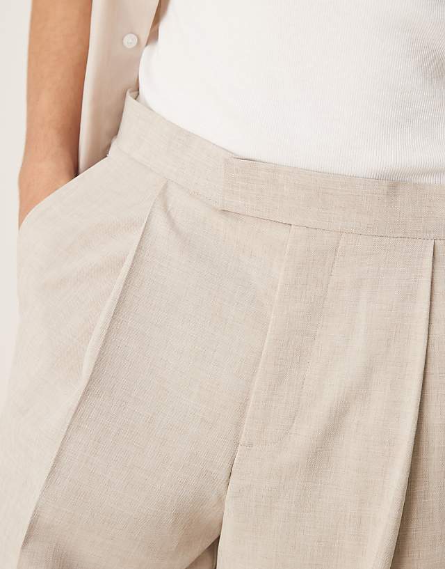 Asos ASOS DESIGN Smart Wide Leg Micro Texture Trousers In Stone